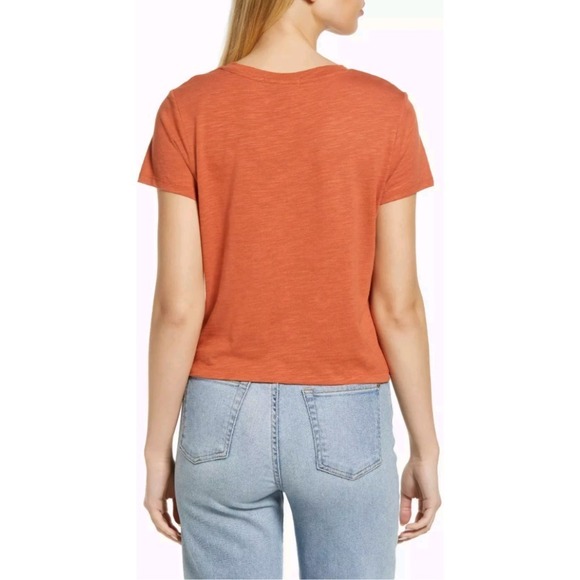Sanctuary Knot-Front T-Shirt Casual Short Sleeve Top Burnt Orange Size S NWT $49 - Picture 2 of 10